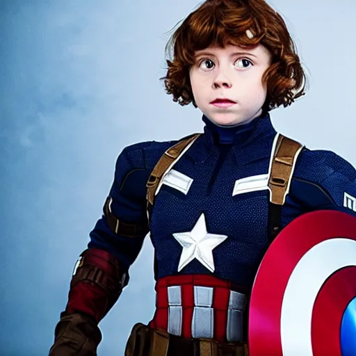 Prompt: Sophia Lillis as captain america