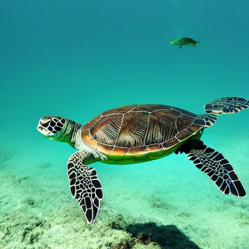 Image similar to teal turtle underwater