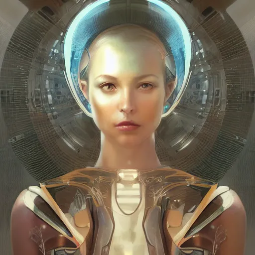 Prompt: portrait of a futuristic android princess, science fiction, smooth technology, smooth body, fairy wings, intricate, headshot, highly detailed, digital painting, trending on artstation, concept art, sharp focus, cinematic lighting, illustration, art by masamune shirow and greg rutkowski, alphonse mucha, cgsociety
