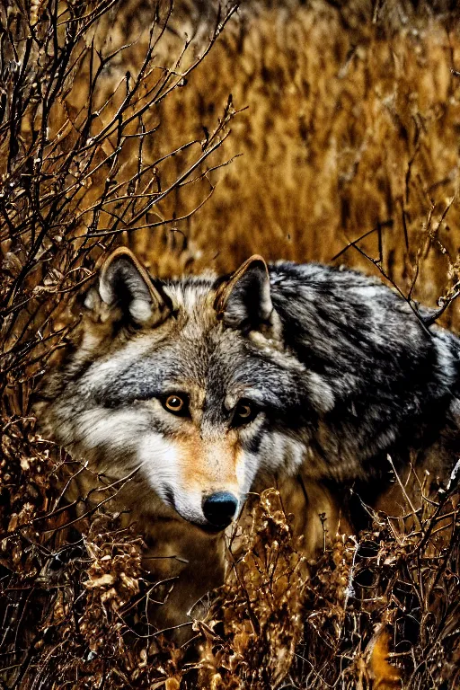 Prompt: national geographic wolves award winning photographer