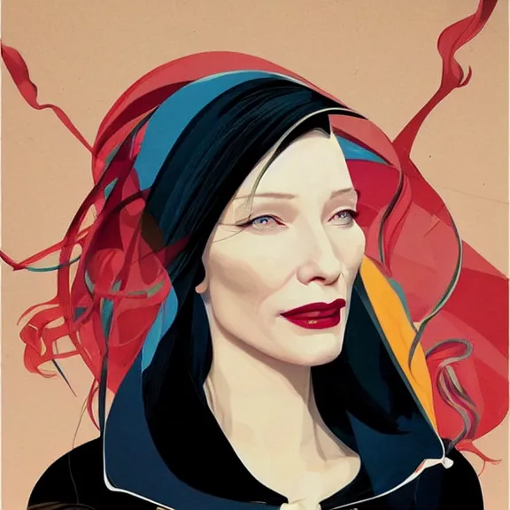 Image similar to cate blanchett, by Sachin Teng + Karol Bak + Rolf Armstrong