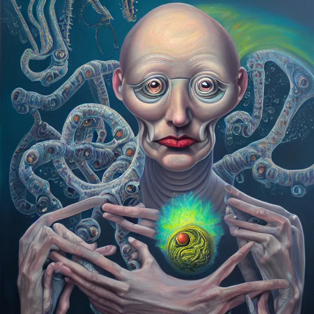 Prompt: an oil on canvas portrait painting, polycount, surrealism, surrealist, cosmic horror, high detail