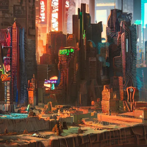 Image similar to cyberpunk wild west city sculpted in the style of george tsougkouzidis, clay, sculpture, portrait lighting