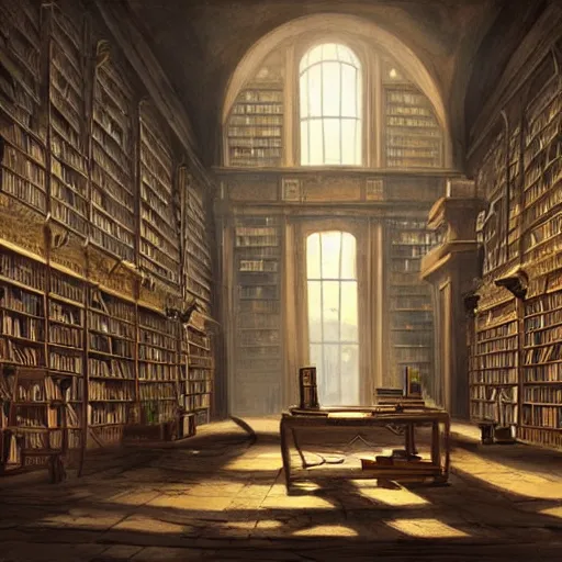 ancient enormous library, sunlight shadows, lot of | Stable Diffusion ...