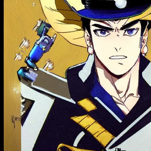 Jotaro Kujo from JoJo's Bizarre Adventure, drawn by, Stable Diffusion