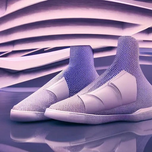 Image similar to photo of futuristic balenciaga and vetements sneakers by felipe pantone and giger and cronenberg, ultra rendered extreme realism and detail, 8 k, pbr, surreal, colorful, direct lighting,