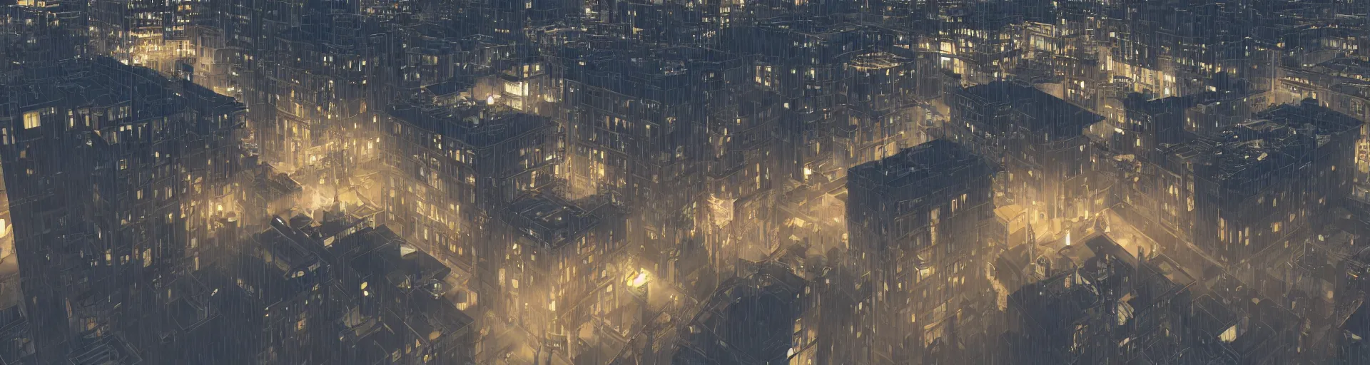 Image similar to raytracing night time city, lots of rain, realistic