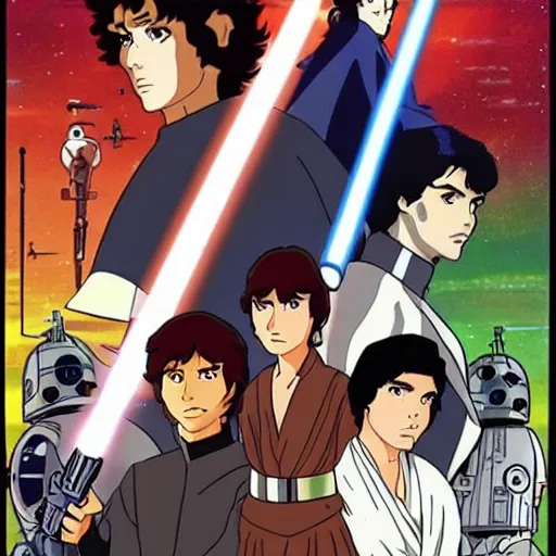 Image similar to star wars anime from the 1980s by Cowboy Bebop and Studio Ghibli