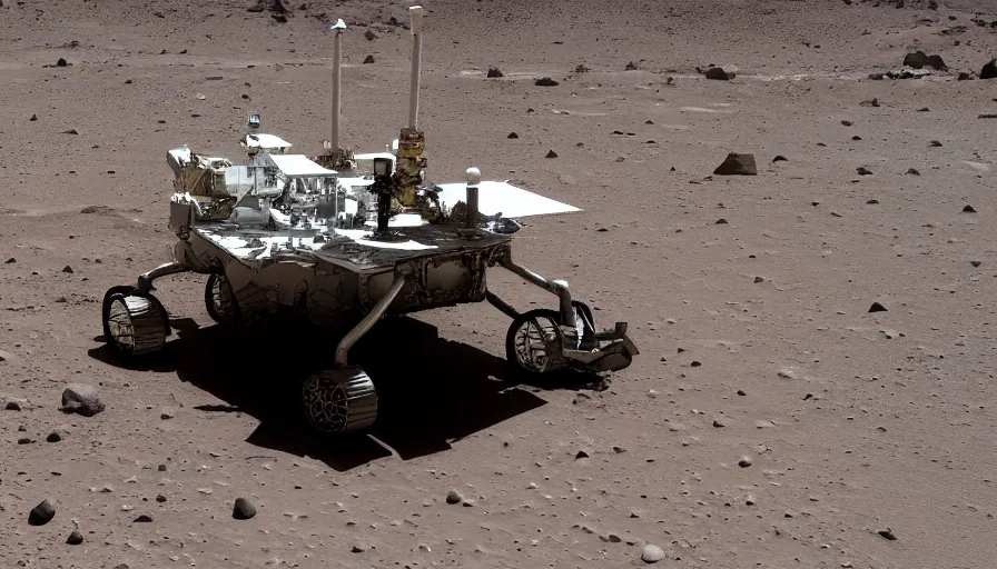Prompt: nasa rover lands on diaper planet, surface photo
