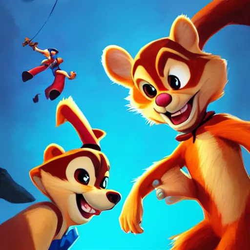 Image similar to hero world chip'n dale : rescue rangers, behance hd by jesper ejsing, by rhads, makoto shinkai and lois van baarle, ilya kuvshinov, rossdraws global illumination