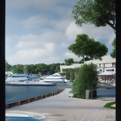 Image similar to yachting club, concept art, octane render