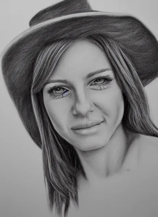 Image similar to 2 0 7 7 s style full body detailed pencil drawing of a cowgirl beautiful face, realistic