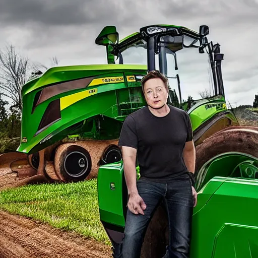 Prompt: elon musk in a john deere