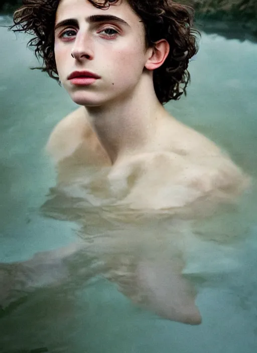 Prompt: Kodak Portra 400, 8K,ARTSTATION, Caroline Gariba, soft light, volumetric lighting, highly detailed, britt marling style 3/4 , extreme Close-up portrait photography of a Timothee Chalamet how pre-Raphaelites with his eyes closed,inspired by Ophelia paint, his face is under water Pamukkale, face above water in soapy bath tub, hair are intricate with highly detailed realistic , Realistic, Refined, Highly Detailed, interstellar outdoor soft pastel lighting colors scheme, outdoor fine photography, Hyper realistic, photo realistic