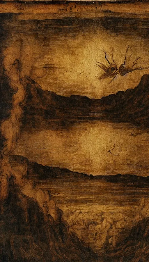 Image similar to the end of the world, by leonardo da vinci