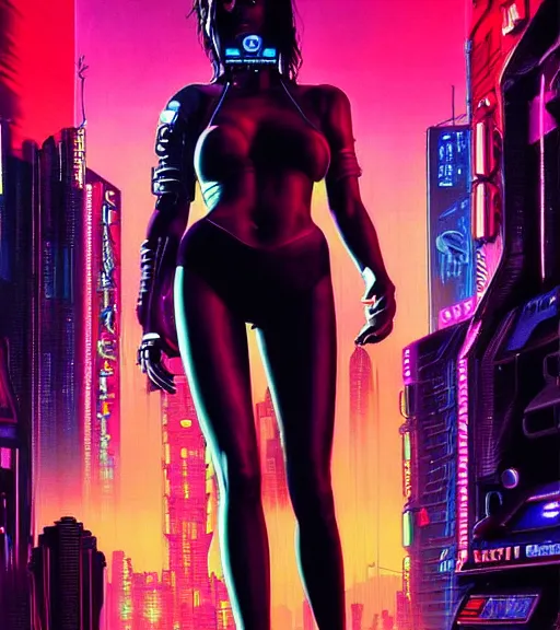 Image similar to a portrait of a cyberpunk denizen, Night City, cyberpunk 2077, very very coherent painting, 1979 OMNI Magazine Cover, street level neo-Tokyo in ((Cyberpunk Red)) style by Vincent Di Fate by mark arian by artgerm, 4k, 8k, HD, trending on artstation