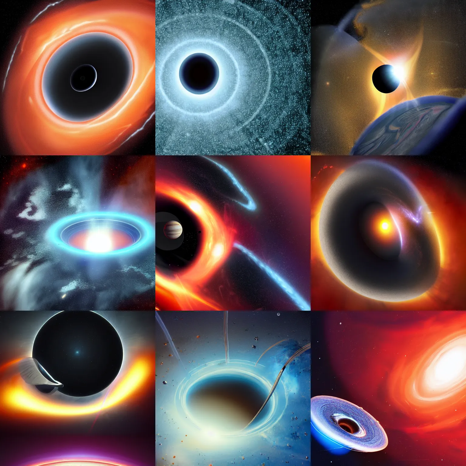 Prompt: black hole in space, nasa photo, variety of imaginations, scientific accuracy, artstation, 8 k