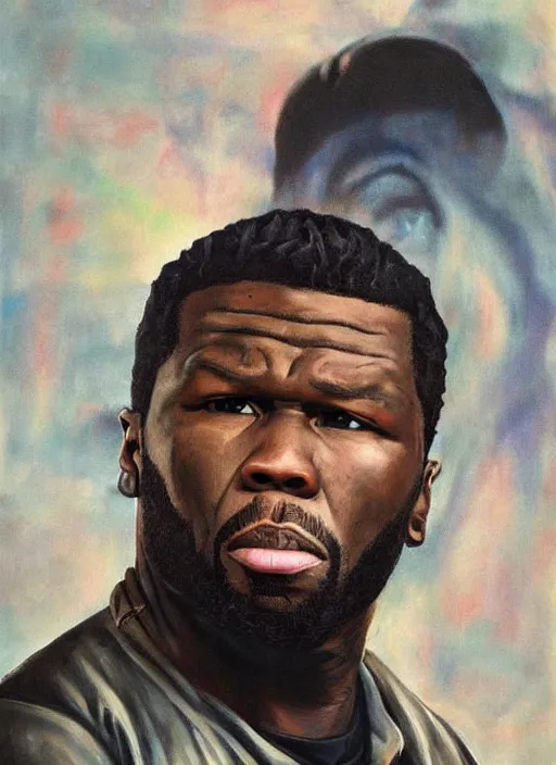 Image similar to 5 0 cent as rick grimes painting