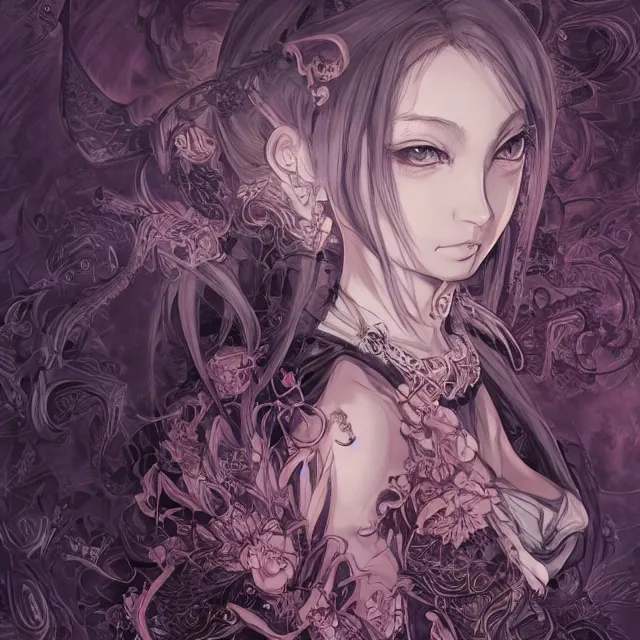 Prompt: the portrait of chaotic evil female necromancer as absurdly beautiful, gorgeous, elegant, sophisticated young anime girl, an ultrafine hyperdetailed illustration by kim jung gi, irakli nadar, intricate linework, bright colors, octopath traveler, final fantasy, unreal engine 5 highly rendered, global illumination, radiant light, detailed and intricate environment