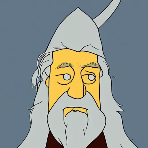 Image similar to gandalf portrait, simpsons cartoon style.