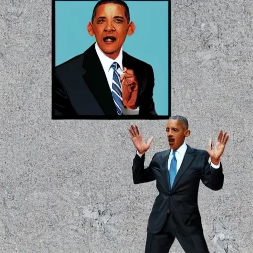 Image similar to will smith hitting obama with a flip - flop, in the style of gta cover art