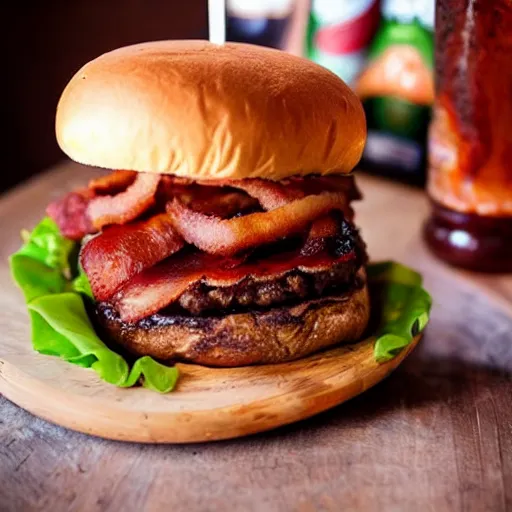 Image similar to bacon bacon burger bacon soda bacon fries, award winning food photography