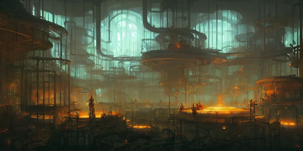 Image similar to The Tesseracy Factory, by Peter Mohrbacher and Andreas Rocha and Craig Mullins