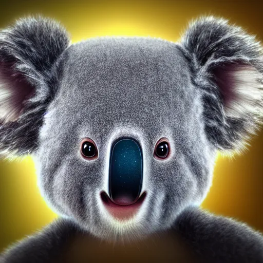 Prompt: a very cute galactic alien baby koala, photorealistic digital art, hyper detailed