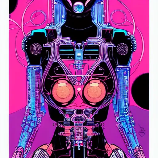 Prompt: a portrait of a beautiful cybernetic woman connected to a synthesizer from hell, wires, cyberpunk concept art by josan gonzales and philippe druillet