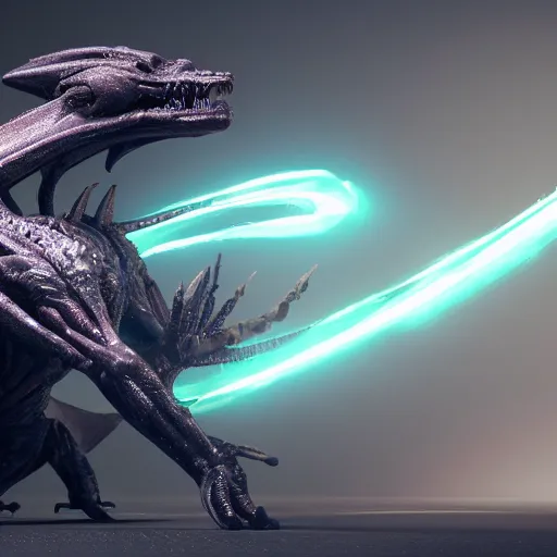 Image similar to an alien fused with a dragon, octane render, 3D, 8K, very detailed