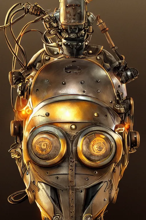 Image similar to steampunk helmet fantasy art mask robot ninja stylized digital illustration sharp focus, elegant intricate digital painting artstation concept art global illumination ray tracing advanced technology chaykin howard and campionpascale and cooke darwyn and davis jack