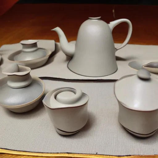 Prompt: tea set by margarete heymann, bauhaus