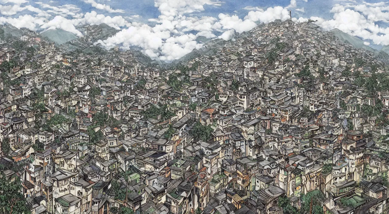 Image similar to A beautiful landscape painting of dystopian future in darjeeling city by junji ito and don bluth