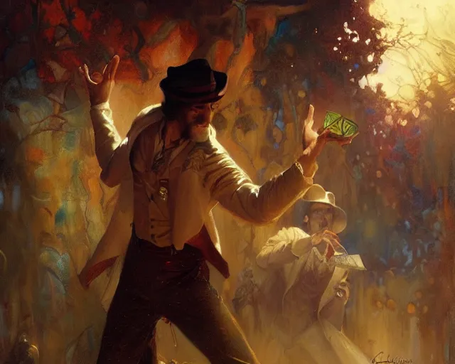 Image similar to attractive magician man, resurrecting the dead. highly detailed painting by gaston bussiere, craig mullins, j. c. leyendecker 8 k