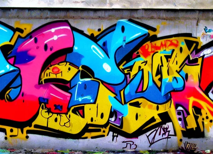 Image similar to graffiti, 1 9 9 9, cool, hiphop, colorful