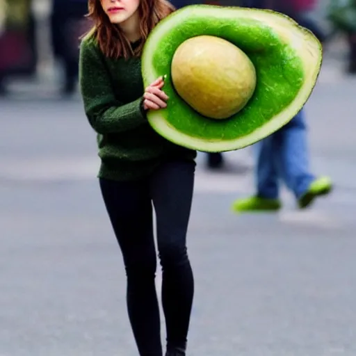 Image similar to emma watson as an avocado