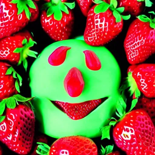 Image similar to matt berry as a strawberry, head of a strawberry, high definition
