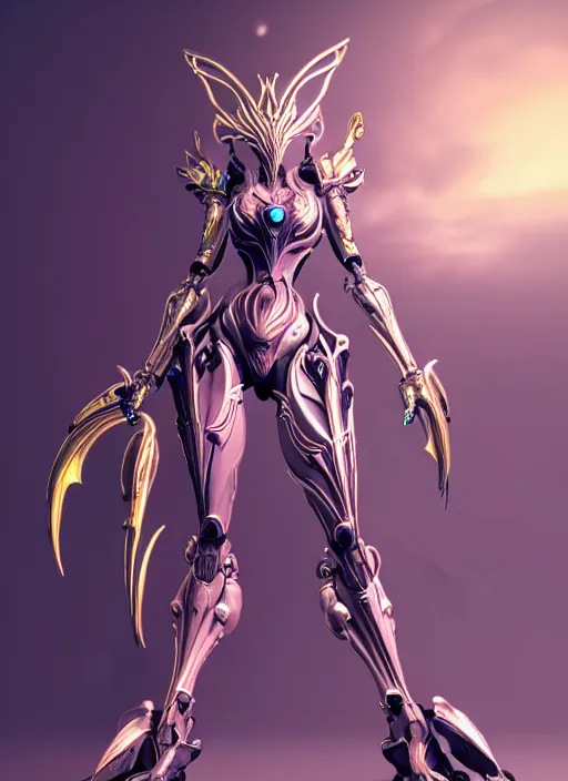 Image similar to extremely detailed goddess shot, front shot, low shot, of a beautiful saryn warframe, that's a giant beautiful stunning anthropomorphic robot female dragon with metal cat ears, standing elegantly on a mountain, detailed sharp robot dragon claws, robot dragon feet, streamlined pink armor, thick smooth warframe thighs, long elegant tail, detailed warframe fanart, destiny fanart, high quality digital art, giantess art, furry art, 3D realistic, warframe art, Destiny art, furaffinity, DeviantArt, artstation, 8k HD, octane render