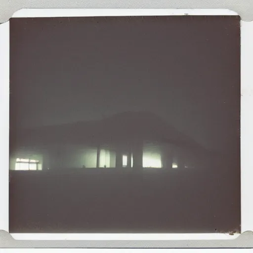 Image similar to an impossibly complex concrete structure, foggy, dark, old polaroid, expired film,