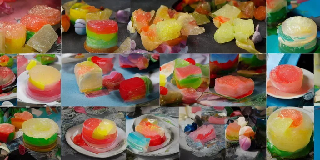 8 0 s food photography, gelatine, decorative, Stable Diffusion