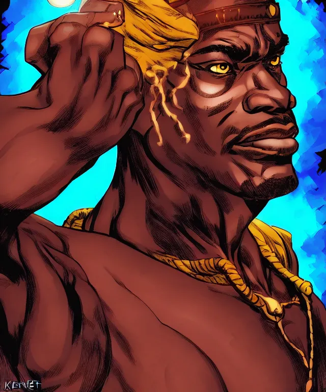 Prompt: a ( fantasy comic ) ( cover art ) upper body portrait of ( keith david 1 9 8 8 ) as a monk, digital illustration by ken taylor and sana takeda and kentaro miura, fine inking lines, vivid colors, dnd, photorealistic, hd, 4 k, trending on artstation