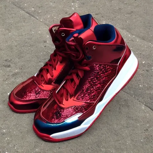 Image similar to metalic jordan sneakers based off ironman