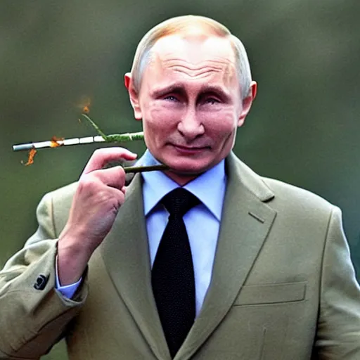 Image similar to Putin with Gollum face smokes cigarette