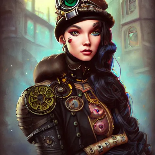 Image similar to Lofi steampunk portrait Pixar style by Tristan Eaton Stanley Artgerm and Tom Bagshaw, high detail.