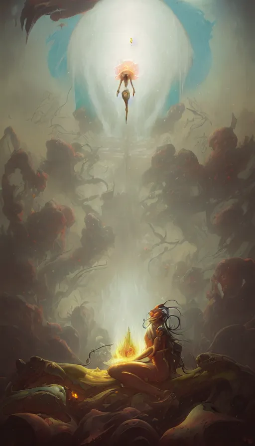 Prompt: The end of an organism, by Peter Mohrbacher