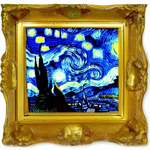 Image similar to shiba inu in van gogh's starry night