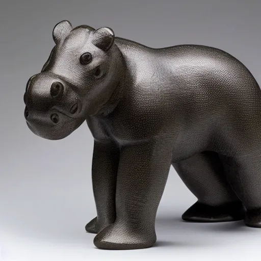 Prompt: a sophie taeuber - arp baby hippopotamus sculpture