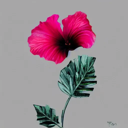 Image similar to a hibiscus flower made of metal, reflective, shiny, realistic, trending on art station