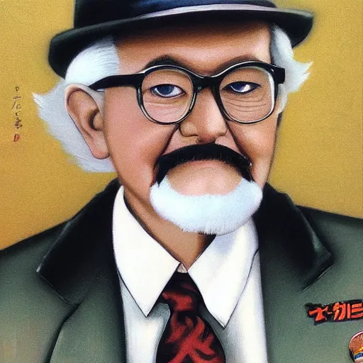 Prompt: colonel sanders portrait by noriyoshi ohrai
