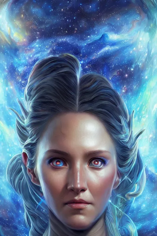 Image similar to beautiful oil painting with high detail of a wise Space ent(with Galaxy Eyes) made of stars and plasma, hybrid from dungeons and dragons and art direction by James Cameron ;by artgerm; wayne reynolds art station; cinematic quality character render; low angle; ultra high quality model; production quality cinema model